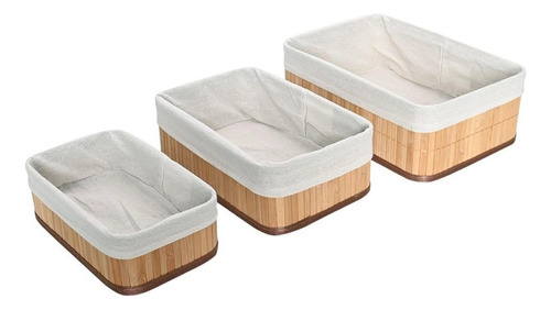 Kit Com 3 Organizadores De Bambu Yikasa