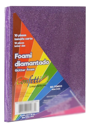 Foami Diamantado Paquete C/10 Piezas T/carta V Colores Foamy Color Morado