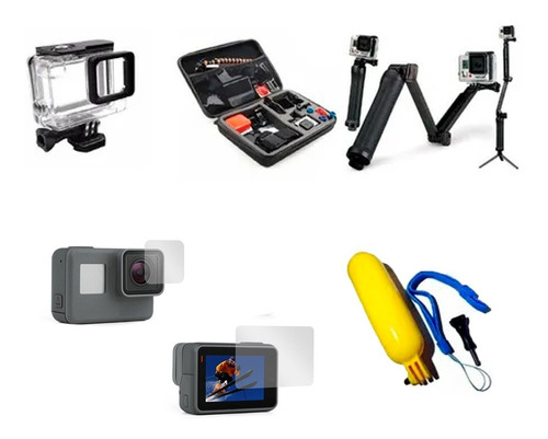 Kit Acessórios Gopro Película Case Bastão Hero 8 Black