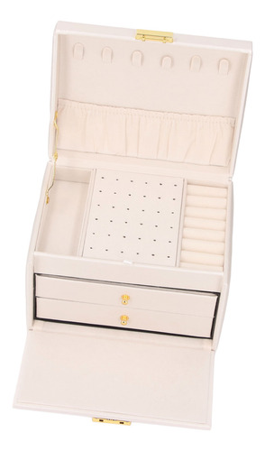 Estuche Para Joyas, Organizador Grande De Piel Sintética Con