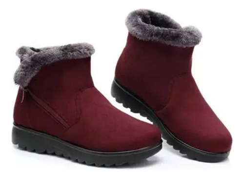 Botas De Nieve Cálidas Gamuza Con Cadena Lateral