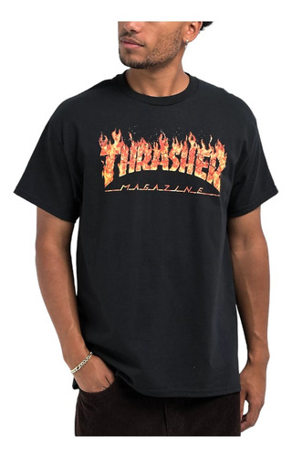 Remera Thrasher Modelo Infierno Color Negro Exclusiva