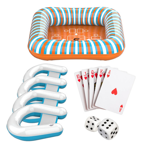 Mesa Inflable De Baraja Con 4 Sillas Y Cartas Resistente Color Blanco