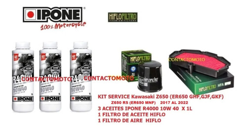 Kit Service Kawasaki Z650 Abs 17/19 Filtro Aire+aceite+ipon