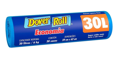 Saco Para Lixo 30lt Azul Economia Dover