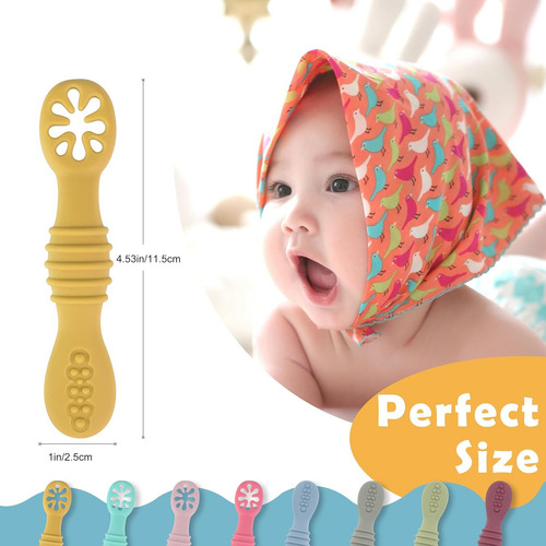 8 Utensilios De Destete Led Para Bebés, Cuchara De Silicona