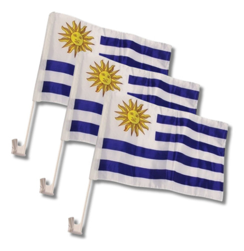 Bandera Uruguay Para Auto (3 Unidades)