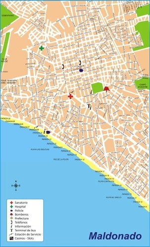 Mapa De La Ciudad De Maldonado - Uruguay - Lámina 45x30 Cm.
