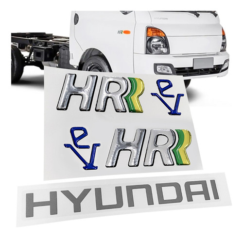 Kit Adesivo Hyundai Hr Ev Lateral + Capô Resinado 3d Emblema