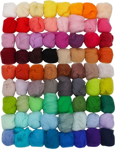 Coitak 72 Colores Fibra Lana Hilado Roving Para Aguja Fielt.