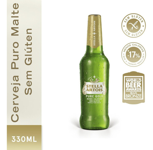 Cerveza Stella Artois Pure Gold Sin Gluten 330ml Pack X 6 Un