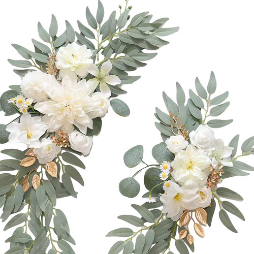 2pcs Hermoso Arco De Boda Con Flores, Señal De Bienvenida