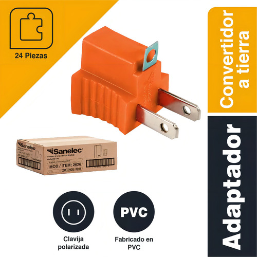 Adaptador Convertidor A Tierra Sanelec 1513.0 24 Polarizado