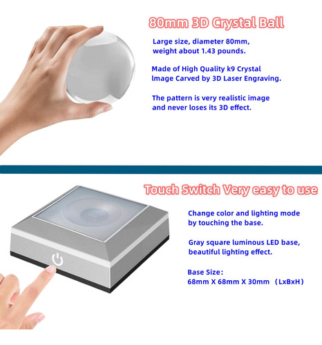 * Luz Noturna Led 3d, Bola De Cristal, Axolote