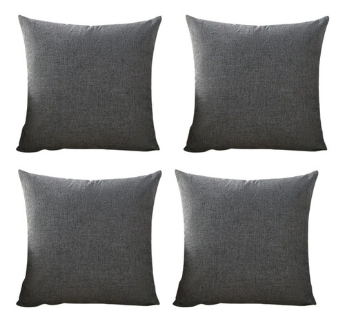 Set De 4 Cojines Decorativos Para Sala 45x45 Lino Gris Lino