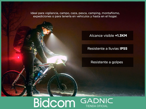 Linterna Minero Vincha + 4 Baterias 18650 + Cargador Homol.