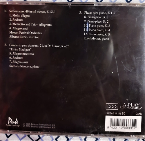 Cd Mozar Elvira Madigan De Coleccion (Usado)