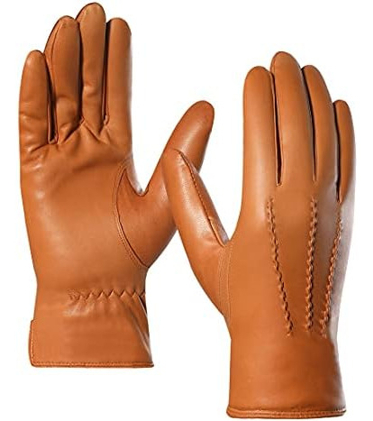 Harssidanzar Guantes De Cuero De Invierno Para Hombres, Guan