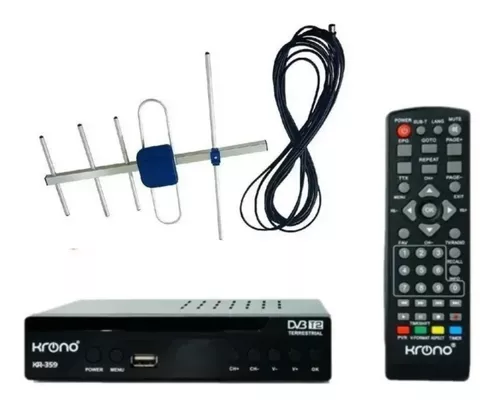 Decodificador Tdt Krono Digital Hd + Antena Aerea Exterior