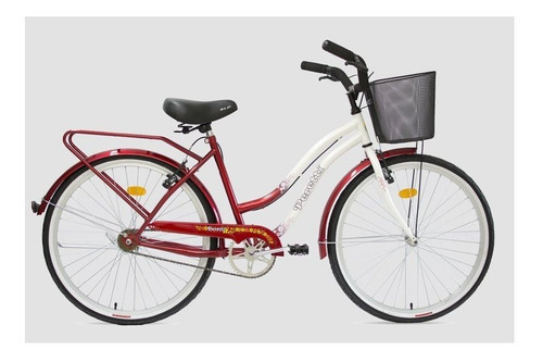Imagen 1 de 1 de Bicicleta paseo femenina Peretti Urbana Full R26 frenos v-brakes color blanco/rojo con pie de apoyo  