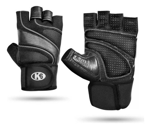 Guantes Gym Hombre Gimnasio Cuero Pesas Crossfit K6 Entrenam