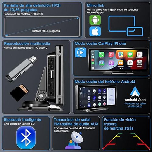 Radio Auto 11' Portable Applecarplay, Android Y Camara Dual