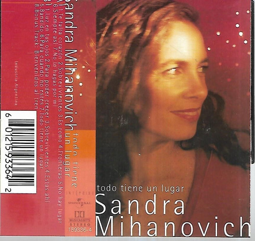 Sandra Mihanovich Album Todo Tiene Un Lugar Interdisc Casete