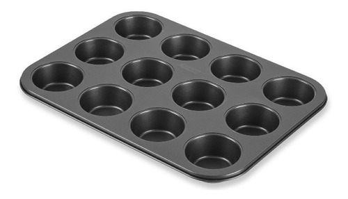 Molde 12 Muffin Muffinera Cupcakes Antiadherente Color Negro