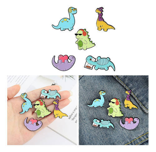 . 10 Piezas Dinosaurio Broche Lindo Esmalte Pin Moda Dibujos