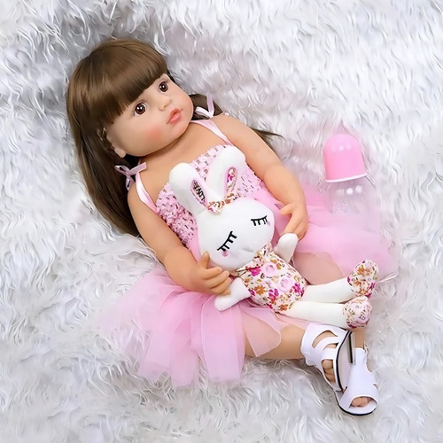 Muñeca Reborn Bebé Realista De Silicona Lavable 55cm