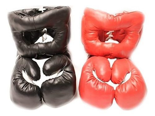 Red Corner Vs. Black Corner Boxing Fight Set - Gloves And He