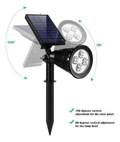 Estaca Solar Reflector. Césped/ Pared. 4 Led .