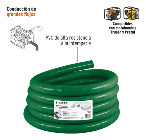 Manguera Para Motobomba 3puLG X 6 Mt Manguera De Succión
