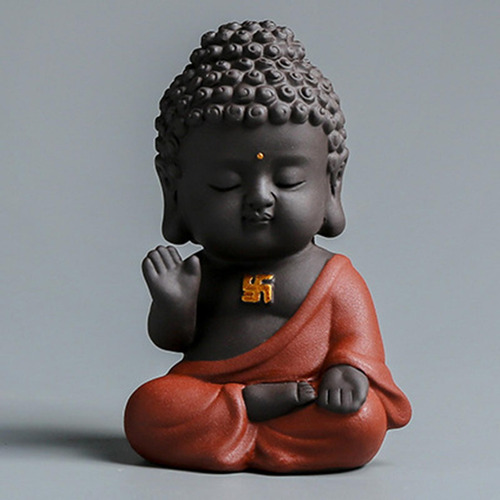 Buda Tathagata Cerámica Decoración Estatua Accesorios Rojo