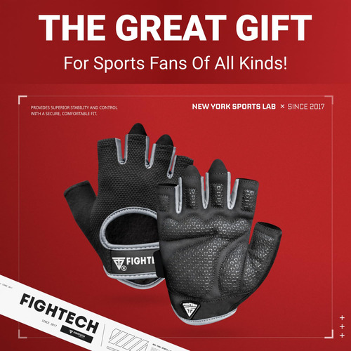 Guantes De Entrenamiento Fightech Sin Dedos Para Gym Y Fitne Negro /gris Diseño De La Tela Talle