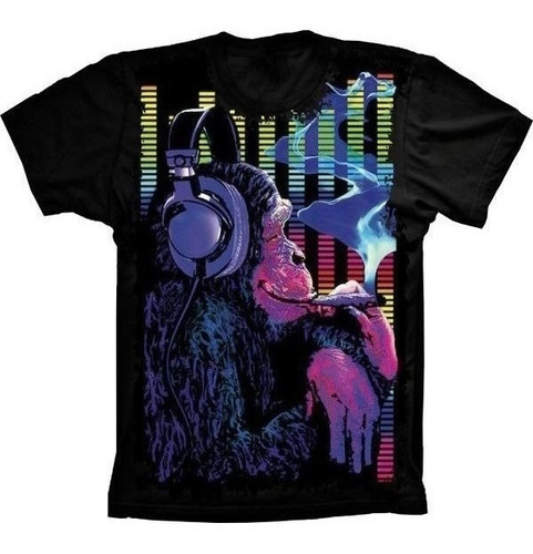 Camiseta Estilosa 3d Fullprint - Monkey Smoking
