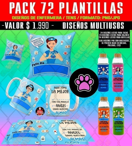 144 Plantillas Sublimación Multiuso Tens Enfermero Oferta