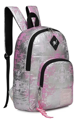 Mochila Muaa Portanotebook Urbana Cod 17609 Color Plateado Diseño De La Tela Lisa