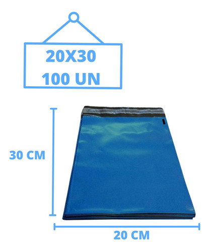 Envelope Plastico Correios Sedex 20x30 100 Azul Lacre