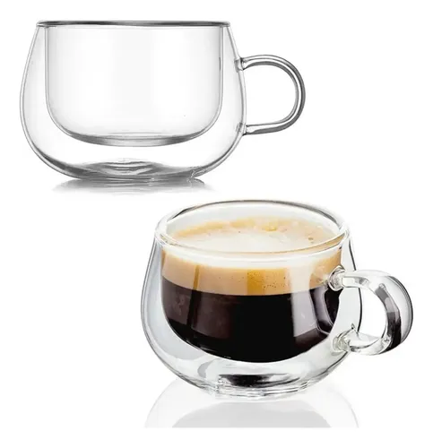 Xícara De Vidro Duplo Caneca Café Chá Capuccino 2un 150ml