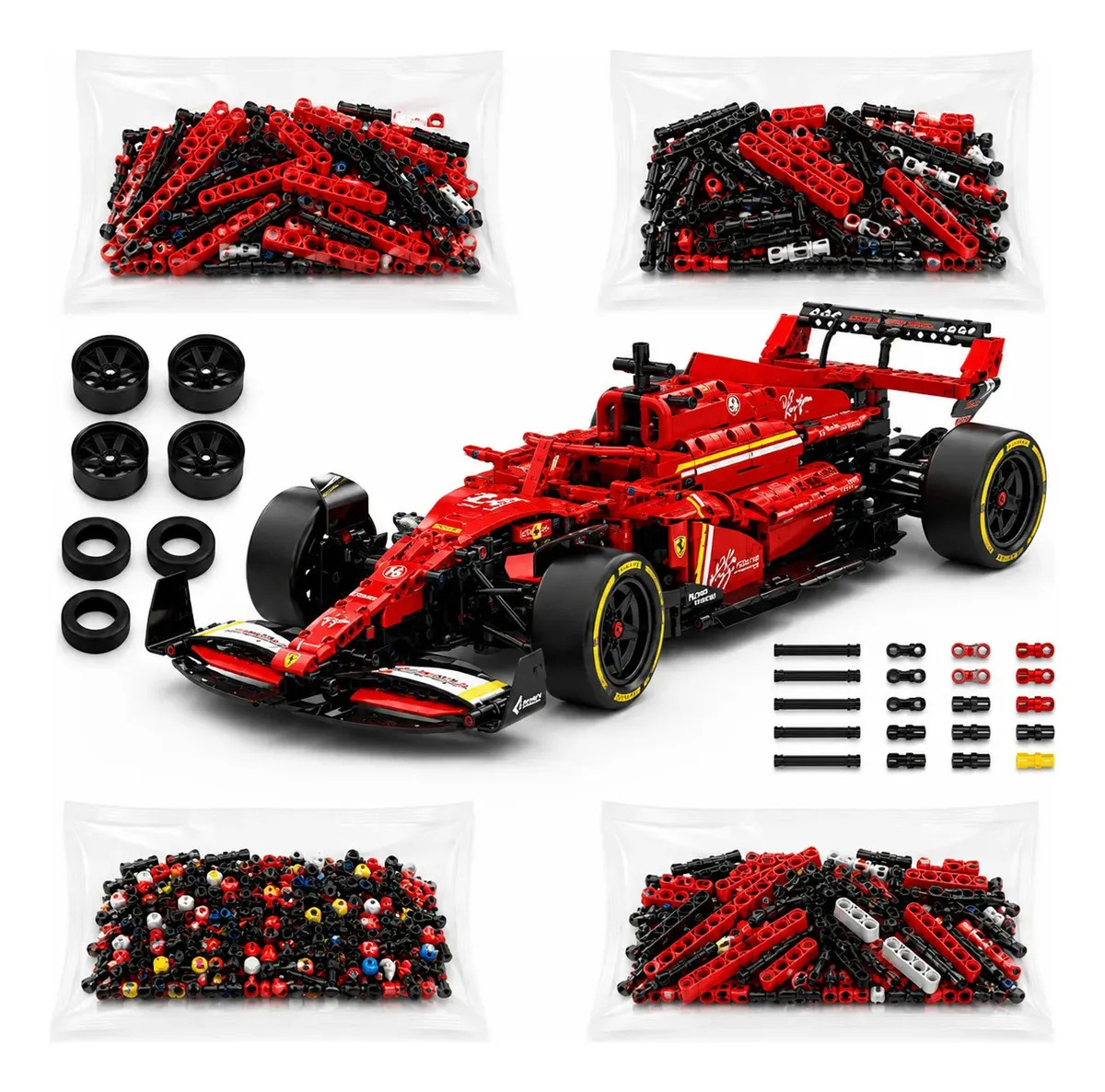 Blocos Montar Carrinho De Formula1 Miniatura Vermelho 1650pç 1650