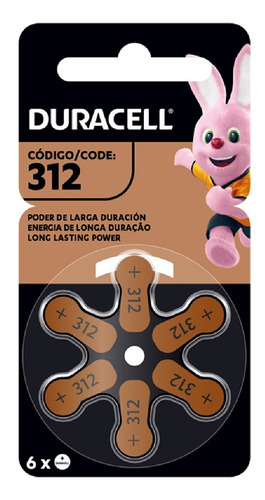 Pila Para Audífonos Duracell Tamaño 312 X6 Unidades