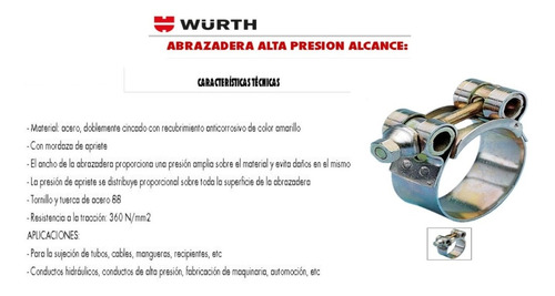 Pack 3 Abrazaderas Alta Presion-acero- Whurt 52/55-20mm