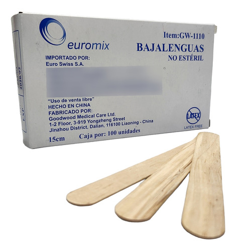 Baja Lengua De Madera Adulto Euromix 100 Unidades 15cm