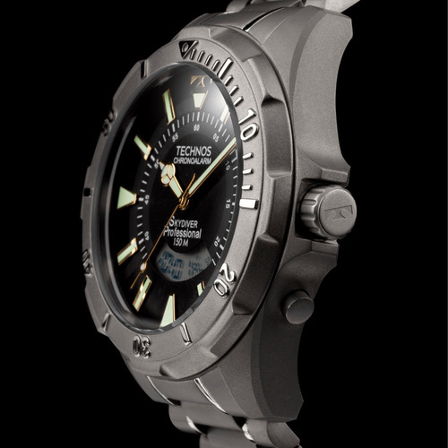 Relógio Masculino Technos Anadigi Skydiver Titânio Grafite