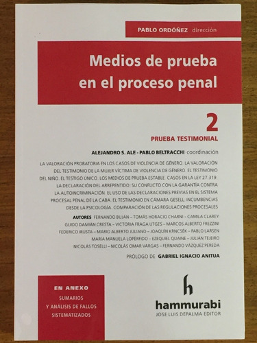 Medios De Prueba En El Proceso Penal. 2 - Ordoñez, Pablo