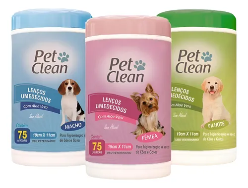 Lenço Umedecido Pet Clean 75 Unidades Para Cachorro E Gato