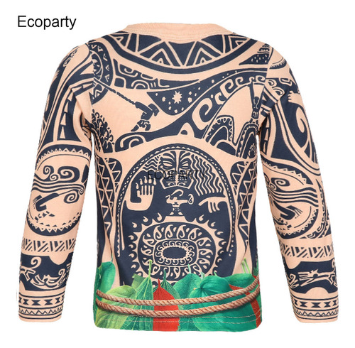 Disfraz Infantil De Maui Moana Con Estampado De Tótem 3d, Largo
