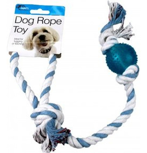 Juguete De Cuerda De Perro Con Bola De Plástico - Soga Azul