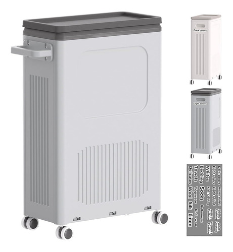 Cesta De Lavandería De 50l Con Tapa Y Ruedas